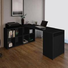 Imagem de Mesa para Escritório Diretor em L com Nichos e Balcão Espresso Móveis Preto