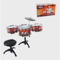 Imagem de Bateria Musical Infantil Com 3 Tambores + Banqueta - Dm Toys - Toy Kin