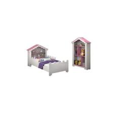Imagem de Conjunto Cama com Estante Magia Branco/Rosa - Vitamov