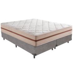 Imagem de Cama Box Cinza e Colchão Classic 22 cm Molas ensacadas Queen Anjos