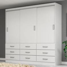 Imagem de Guarda-Roupa Casal Isabela 3 Portas 9 Gavetas Branco - Evidência Móvei