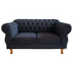 Imagem de Sofá Chesterfield Elisabeth 2 Lugares 1.50M Suede Preto/ decoração, ba
