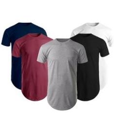 Imagem de Kit Com 5 Camisas Blusas Masculinas Long line Oversize Swag