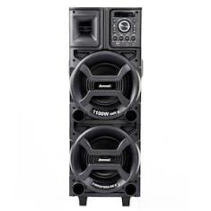 Imagem de Torre de Som Amvox Duplo 8 Black ACA1101 com Luz de LED, 2 Woofers de 8", Bluetooth, Entradas UBS SD e Microfones - 1100W