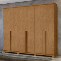 Imagem de Guarda-Roupa Casal Alonzo 6 Portas 4 Gavetas 100% Mdf Amêndoa Clean - Móveis Lopas