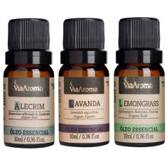 Imagem de Kit 3 Oleos Essenciais Via Aroma Aromaterapia - Lavanda, Lemongrass e Alecrim