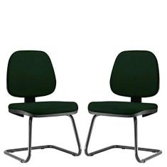 Imagem de Kit 02 Cadeiras Para Escritório Job L02 Fixa Crepe Verde Musgo - Lyam Decor