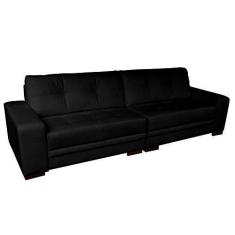 Imagem de Sofá 3 Lugares Bipartido Sala de Estar Milano 240cm Couro Preto - Gran Belo