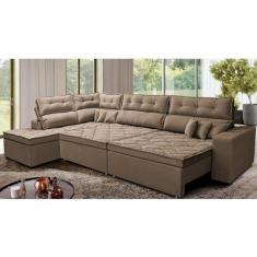 Imagem de Sofá de Canto Retrátil e Reclinável Esquerdo 3,00x2,36m Molas Cama Inbox Espanha Velusoft Castor