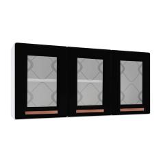 Imagem de Armario Aereo Cozinha Modulado Mirage New 3 Portas C Vidro Branco Preto Telasul