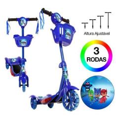 Imagem de Patinete Pj Masks 3 Rodas Brinquedo Criança Com Led - Zein