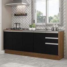 Imagem de Kit com 2 Balcões de Cozinha Madesa Glamy 4 Portas 3 Gavetas (sem Tampo e Pia) - Rustic/preto