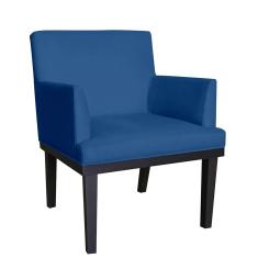 Imagem de Kit 02 Poltronas Decorativa Vitória Sala e Recepção Com Base de Madeira Suede  Marinho - DS Estofados