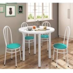 Imagem de Conjunto Sala de Jantar Mesa Tampo MDP Veneza 960 e 4 Cadeiras Tubulares 900 Bona Vita Móveis