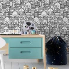 Imagem de Papel de Parede Adesivo Casas para colorir N03068 Rolo de 0,58x3,00