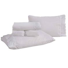 Imagem de Jogo de Cama King Bordado Inglês Rozac Golden Branco (2 Lençois e 2 Fronha)