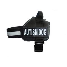 Imagem de Peitoral para cães de serviço de nylon autismo. A compra vem com 2 adesivos removíveis refletivos para cães autistas. Meça seu cão antes de fazer o pedido