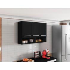 Imagem de Armario Suspenso Para Cozinha 3 Portas Preto Bolivia Bela Casa - Casa