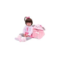 Imagem de Boneca simulada de coelho de 48 cm com cabeça de silicone de olhos azuis