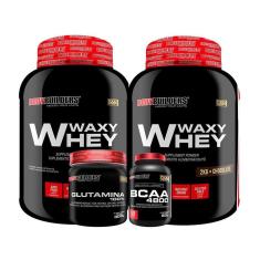 Imagem de KIT - 2x Whey Protein Waxy Whey 2kg + Glutamina 300g + BCAA 4800 120 Cápsulas - Bodybuilders-Unissex