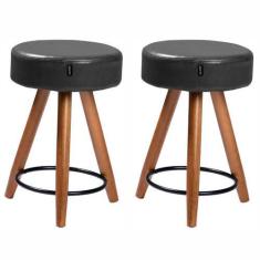 Imagem de Kit 2 Bancos/Banquetas Estofadas Baixas Confortáveis Sala Cozinha Pés 