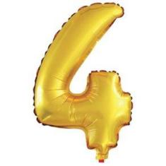 Imagem de Balao Metalizado Numero 4 Dourado 40CM