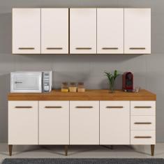 Imagem de Cozinha Completa 9 Portas E 3 Gavetas Atenas Naturalle Com Off White