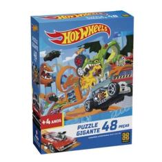 Imagem de Quebra-Cabeça Puzzle Gigante 48 Peças Hot Wheels - Grow