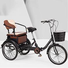 Imagem de Triciclo adulto de 50,8 cm ao ar livre 6 velocidades bicicleta adulto com assento traseiro e cesta de compras para recreação compras piqueniques exercício masculino feminino pedal ciclismo