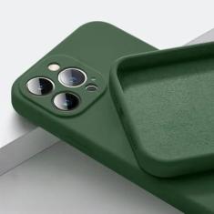 Imagem de Capa de telefone para iPhone 15 14 13 11 12 Pro Max Mini X XS Max 15 Plus Silicone cor sólida capa de proteção contra queda e colisão, verde escuro, para iPhone 12