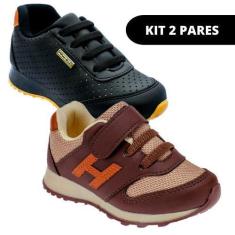 Imagem de Kit 2 Pares Tênis Masculino Infantil de Criança Escolar - Club Happy, 