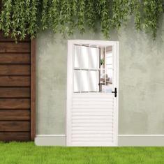 Imagem de Kit com 2 Portas Social Palheta de Alumínio 210 X 80cm Linha 25 Lado Esquerdo Esquadrias Bergame Branco