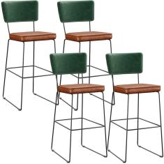 Imagem de Kit 04 Banquetas Altas Facto Verde Musgo Camel