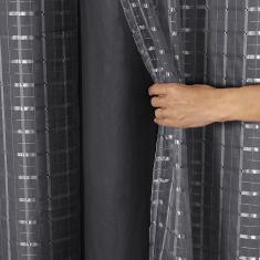 Imagem de Cortina Blackout Pvc Tecido Voil Xadrez 2,00M X 1,40M 