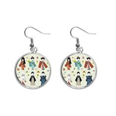 Imagem de Brinco de prata tradicional japonesa com pingente de orelha de menina local