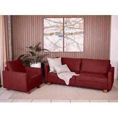 Imagem de Conjunto Sofá 1,40 2 Lugares e Poltrona Plaza Bordô - Straub Web