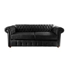 Imagem de Sofá Chesterfield Capitone Luis XV Vicenzo Preto Couro Eco 1,80 / Deco