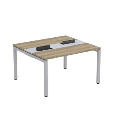 Imagem de Mesa Plataforma Dupla com Pé de Aço para Coworking 130x120 Pdc13/12/2p Noce Naturalle/Cinza
