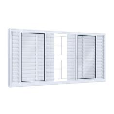 Imagem de Janela de Correr Aço 6 Folhas com Grade Quadrada Lucasa Facilità  100cmx150cm Branco
