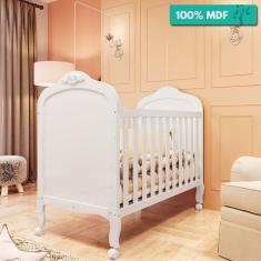 Imagem de Berço Flex 3 Em 1 100% Mdf Vira Mini Cama E Mini Sofá Com Rodízios Elô Móveis Peroba Branco Brilho