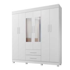 Imagem de Guarda Roupa Copacabana New 6 Portas 2 Gavetas Com Espelho Benetil Móveis Branco