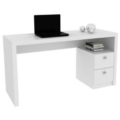 Imagem de Mesa Para Computador Escrivaninha 2 Gavetas Me4130 Branco - Tecno Mobi