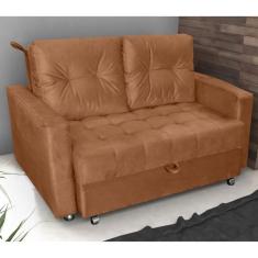 Imagem de Sofá Cama Para Sala De Estar Remy Veludo Ferrugem
