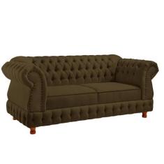 Imagem de Sofá Chesterfield Moscatto 3 Lugares Via Encanto Veludo Marrom