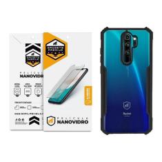 Imagem de Kit Capa Case Capinha Dual Shock X E Pelicula Nano Vidro Para Xiaomi Redmi Note 8 Pro - Gshield