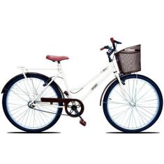 Imagem de Bicicleta Feminina Forss Rose Retro Marrom Aro 26 Com Cesta