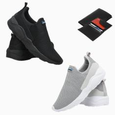 Imagem de Kit 2 Tênis Masculino Corrida Esporte Academia Caminhada Treino + Carteira-Masculino