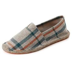 Imagem de HYVEKOKA Alpargatas masculinas com lona clássica casual sem cadarço, Linho bege, 39