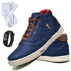 Imagem de Kit Tênis Infantil Masculino Cano Médio + Relógio + Meia - Polo Blu, A