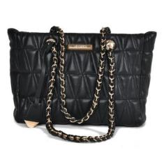 Imagem de Bolsa Shopper Bag Matelassê Média Via Marte Alça de Ombro Fixa Corrente e Zíper B1-129-Feminino